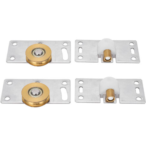 2 Rouleaux Coulissants en Laiton et Acier Inoxydable pour Portes de Placard et Armoire, Diamètre 30mm
