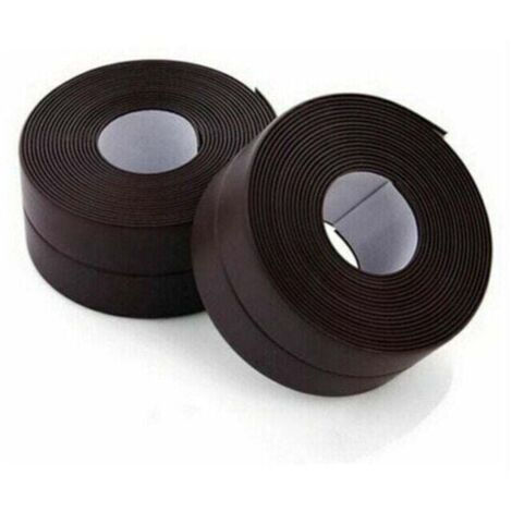 2 Rouleaux de bande d'étanchéité - Imperméable - PVC - Autocollante - Marron - Pour scellage mural, douche, toilette, cuisine, salle de bains