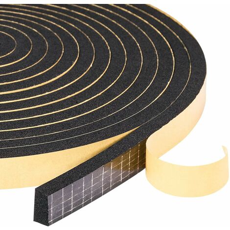 2 rouleaux de joint de porte et de fenêtre, joint en mousse adhésif pour porte d'entrée, bande en néoprène résistant au froid, 12 mm (l) x 6 mm (H) x 6 m (L), noir et jaune (3 m chacun)