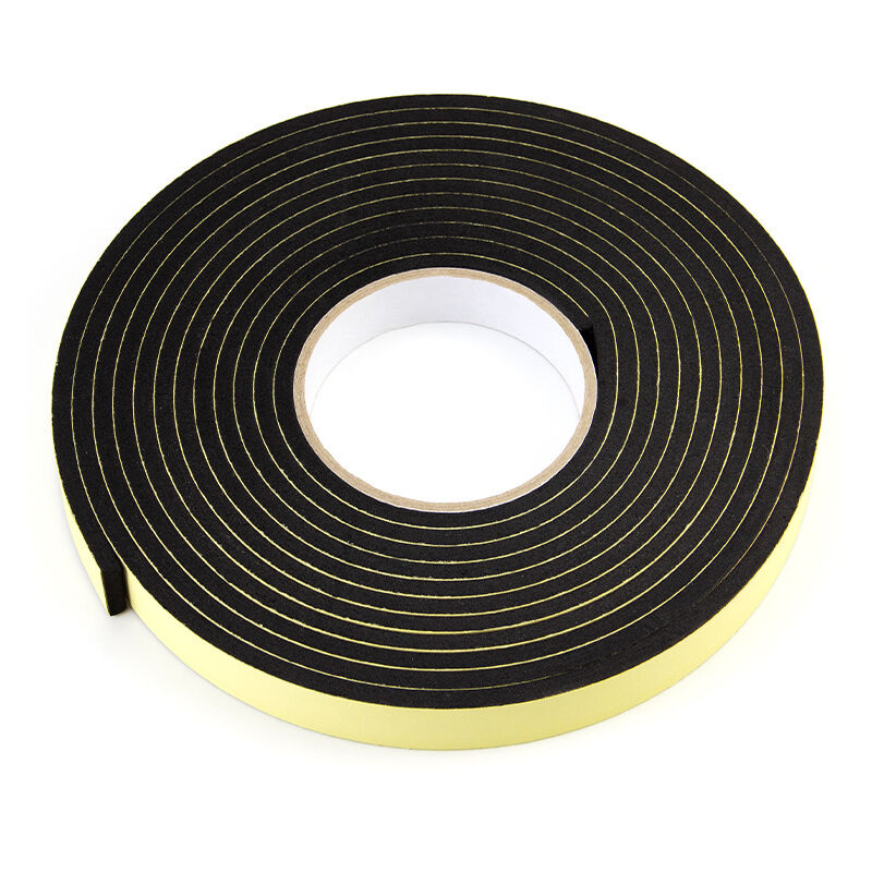 2 rouleaux de joints de porte isolés, joints en mousse adhésive, joints en caoutchouc, 12 mm (l) x 10 mm (h) x 4 m (l), noir et jaune (2 m chacun)