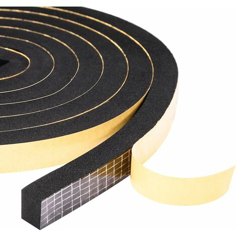 2 rouleaux de joints de porte isolés, joints en mousse adhésive, joints en caoutchouc, 12 mm (l) x 10 mm (H) x 4 m (L), noir et jaune (2 m chacun)