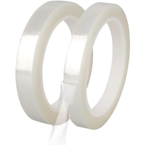 2 Rouleaux de Ruban Adhésif en Mylar, 15mm x 66m Ruban Adhésif Isolant, Ruban Électrique, pour Isoler, Réparer et Protéger les Fils Électriques, Transparent