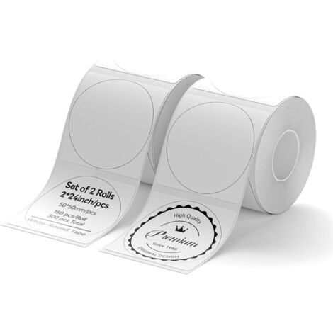 2 rouleaux d'étiquettes pour l'imprimante B1 B21 B3S, Label Paper（50 50 2Rolls Round）