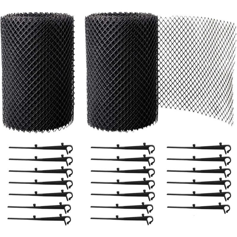 2 Rouleaux Grilles de Protection de Gouttière durable en pp, Protège Toiture et Protection contre Feuille + plus 20 Crochets de fixation+18cm de
