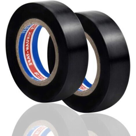 2 Rouleaux Ruban Adhésif Isolant, Ruban Électrique, Haute Température la Résistance PVC Tape, Ruban Adhésif Gaffer, 16mm × 6m (Noir)