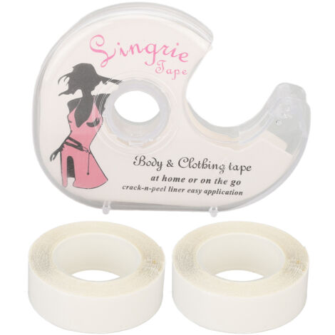 2 Rouleaux Ruban Double Face Transparent pour Vêtements et Peau - Dispenser Inclus