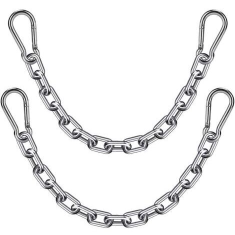 2 Sac de Boxe Chaînes et 4 Mousquetons, 304 Acier Inoxydable Chaise Suspendue Chaîne pour Hamac, Quincaillerie pour Balançoire Intérieure et Extérieure, Sac Lourd Suspendu, Max 453kg