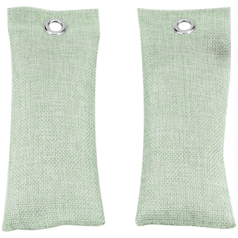 2 Sachets de Charbon de Bamboo Purificateur d'Air Voiture Maison - Déodorant Chaussures Charbon Actif (Vert Clair)