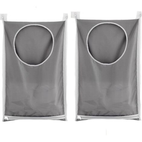 2 sacs à linge suspendus grande capacité en polyester gris – Lot de 2, idéal pour salle de bain, dortoir et placard