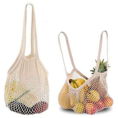 2 sacs à provisions réutilisables en filet de coton, 30 x 40 cm, Co