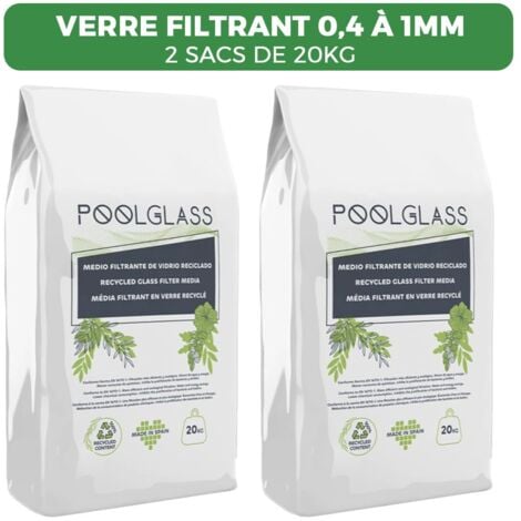 LLOFER 2 sacs de 20KG Verre filtrant 0,4 a 1mm