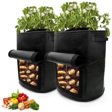 2 Sacs de Culture pour Pommes de Terre, 10 Gallons, Sac de Plantation en Tissu Non Tissé avec Poignées et Fenêtre, Sac à Plantes