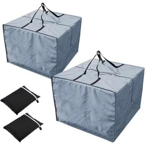 2 sacs de rangement carrés pour meubles de jardin, tapis de jardin, sacs de rangement étanches, housses de siège Oxford pour coussins de canapé (gris)