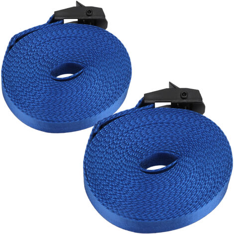 2 Sangles d'Arrimage Renforcées Bleu Marine avec Mousquetons en Zinc - Longueur 3m