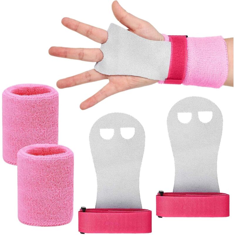 2 sangles de poignet + 2 protège-poignets pour gymnastique enfants, entraînement traction