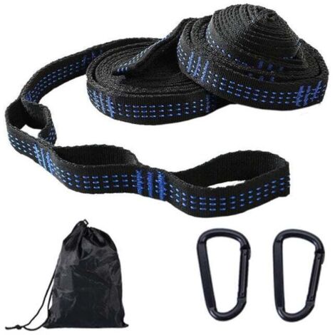 2 Sangles pour Hamac, Fixation Hamac, Sangle hamac Fixation hamac Corde hamac Attache hamac 3m2,5cm, Suspension d'accessoires pour Hamac de Camping avec 2 Mousquetons, avec Sac de Transport