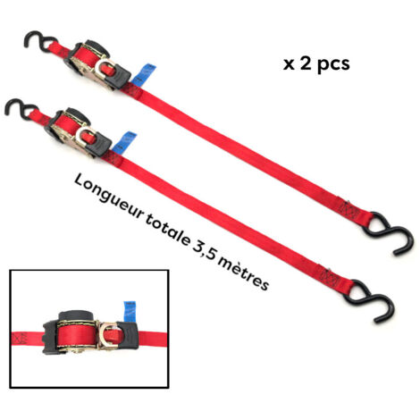 2 sangles rétractables à enrouleur automatique l.25 mm x L. 3,5 M + crochet fer 253 LC 600 daN Easy-28 - Cobaltix