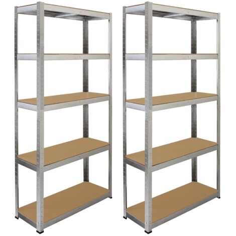 2 Scaffali in Acciaio Senza Bulloni Galwix Grigi Larghi 90cm per Garage