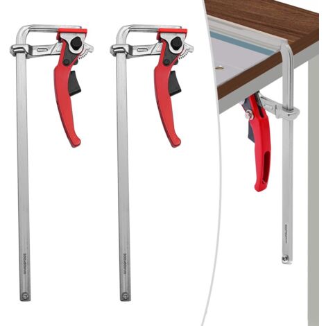 2 Schienenklemmen für Tischlerei, Tischklemme mit Ratschenmechanismus, Schraubklemme mit Schnellratschenmechanismus, Schienenklemme für Säge