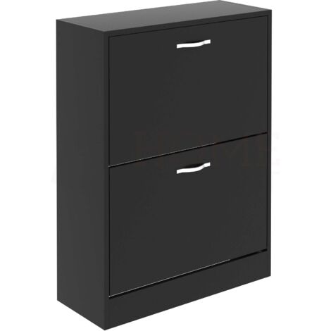 2 Schubladen Schuhschrank Flur Aufbewahrung Schrank Stehschrank, Schwarz