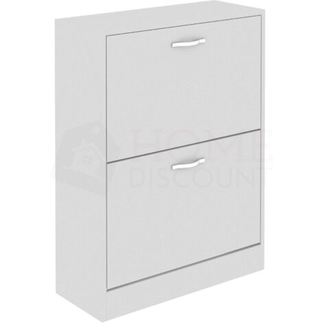 2 Schubladen Schuhschrank Flur Aufbewahrung Schrank Stehschrank, Weiß