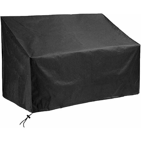 2 Seat Garden Bench Cover, Outdoor Furniture Covers, Heavy Duty Rip Proof 210D Oxford Fabric Bench Seat Cover with Air Vent, Waterproof, Windproof, Anti-UV (134x66x89cm, Black)