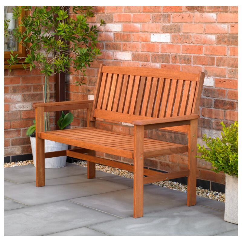 Bonnington Plastics - 2 Seater 120cm Wide Traditional Hardwood Garden / Patio Bench