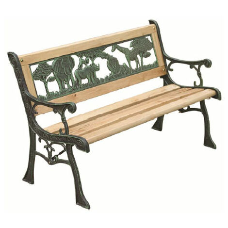 HAMBLE DISTRIBUTION 2 Seater Childrens / Kids Wooden & Cast Iron Animal Design Garden Bench