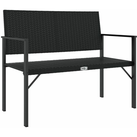 2-Seater Garden Bench Black Poly Rattan vidaXL
