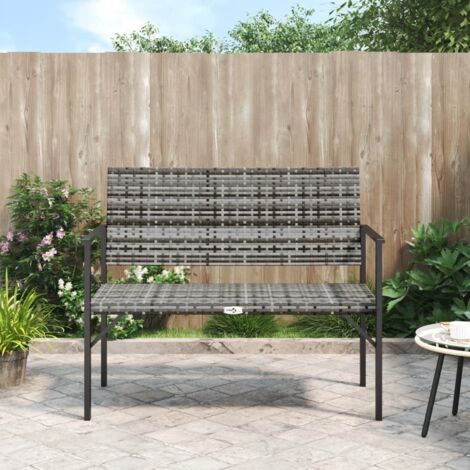 2-Seater Garden Bench Grey Poly Rattan vidaXL
