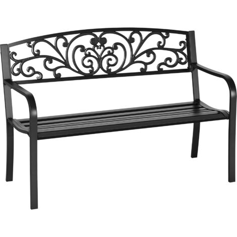 2-Seater Garden Bench, Steel-Black