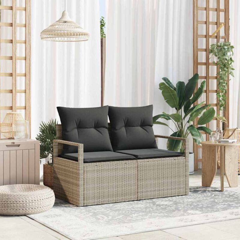 Garden Sofa With Cushion Grey 120 X 62 X 69cm Poly Rattan Vidaxl