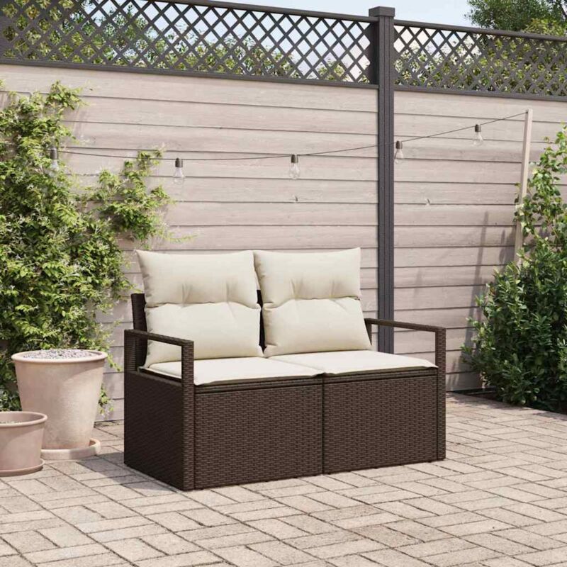 Garden Sofa With Cushion Brown 120 X 62 X 69cm Poly Rattan Vidaxl