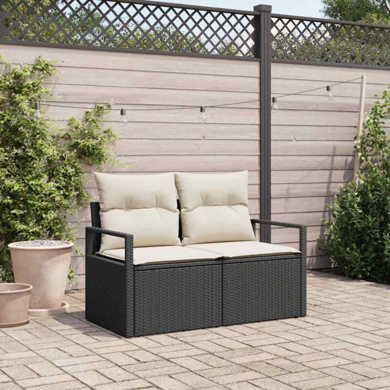 Garden Sofa With Cushion Black 120 X 62 X 69cm Poly Rattan Vidaxl