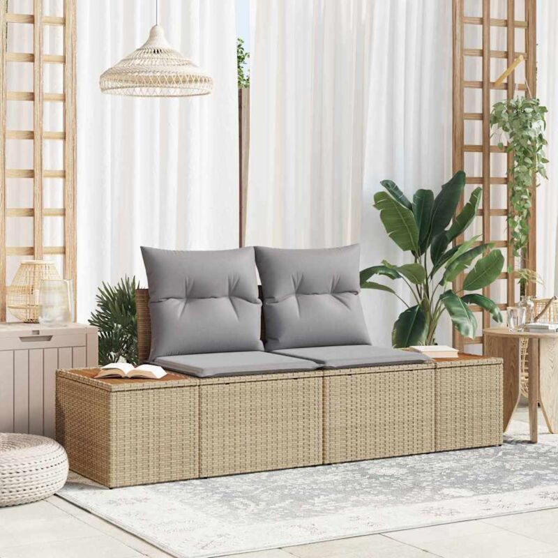 Garden Sofa Beige 184 X 62 X 85cm Poly Rattan Vidaxl
