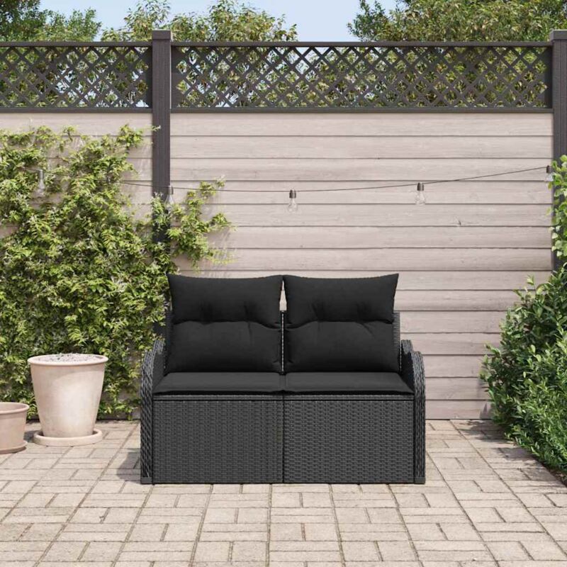 Garden Sofa With Cushion Black 121 X 62 X 69cm Poly Rattan Vidaxl