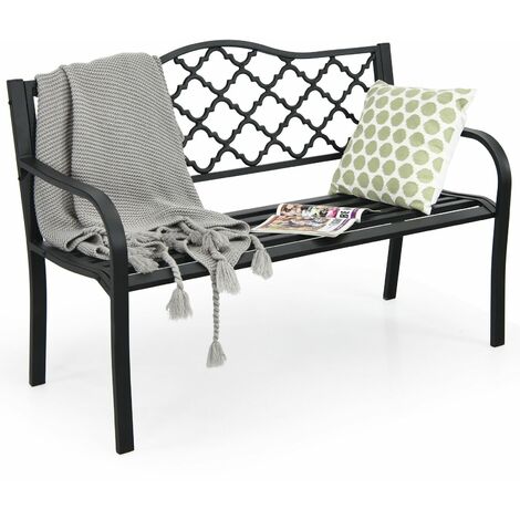 2 Seater Patio Garden Bench Outdoor Elegent Loveseat W/ Ergonomic Backrest