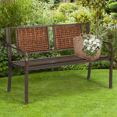 main image of "2 Seater Patio Garden Bench Outdoor Loveseat Furniture with Ergonomic Backrest"