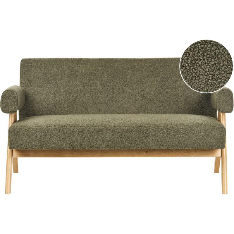 Beliani Sofa 2 Seater Tamre Boucle Green/ Light Brown