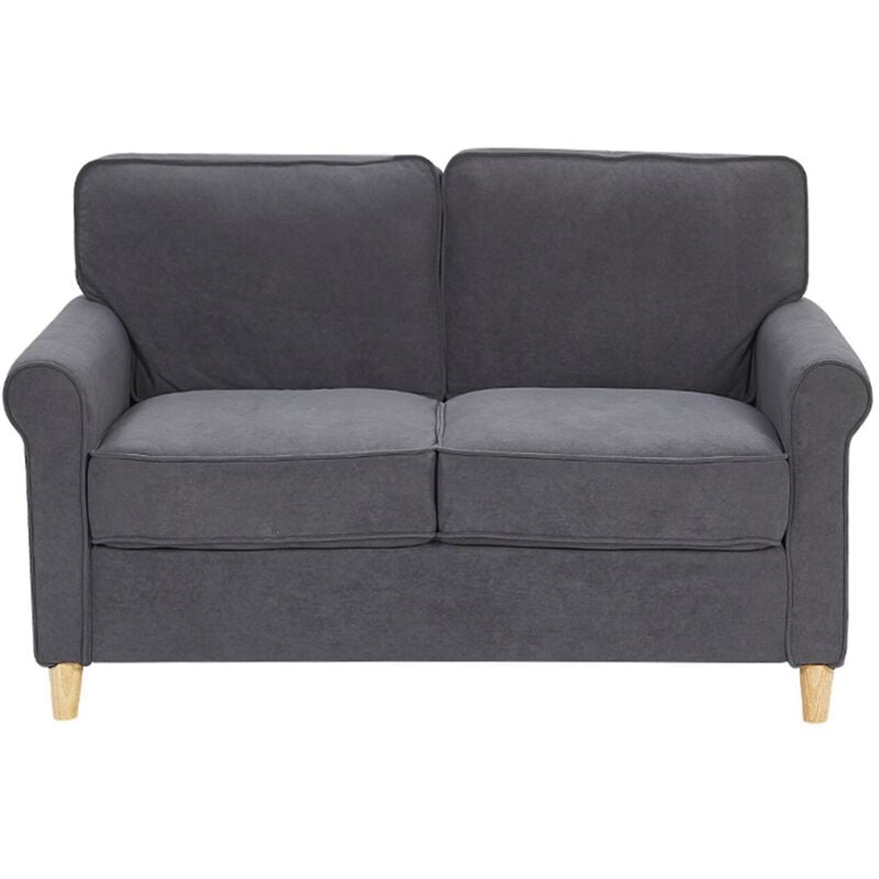 Velvet 2 Seater Sofa Dark Grey Upholstery Pocket Spring Seat Ronneby