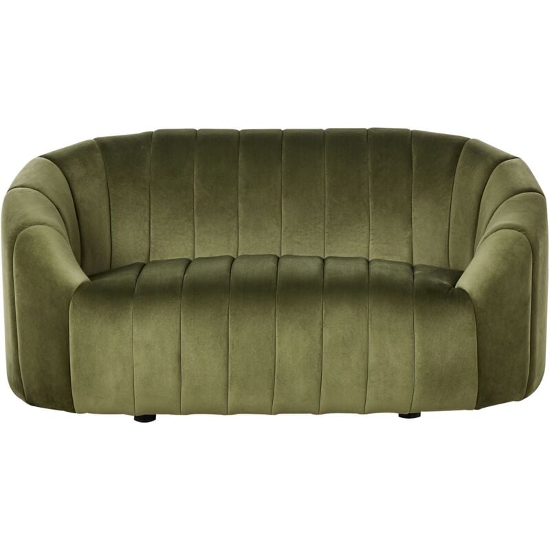 Beliani - 2 Seater Velvet Sofa Loveseat Tufted Seat Low Back Tuxedo Dark Green Malung