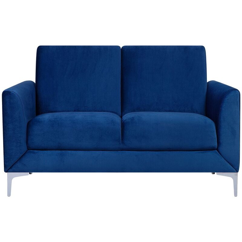 Modern Retro Upholstered 2 Seater Sofa Loveseat Velvet Fabric Navy Blue Fenes