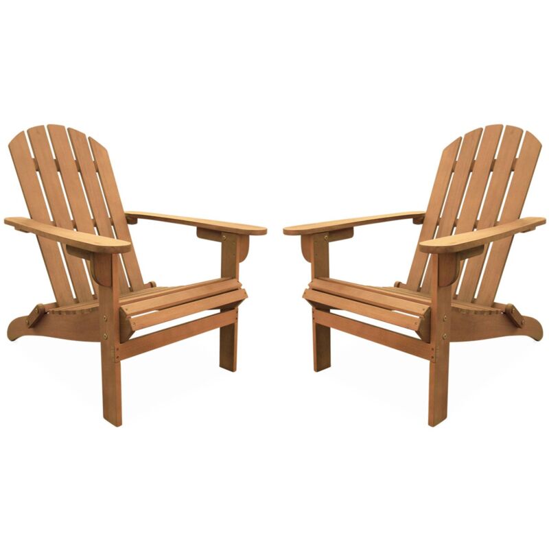 Sweeek Pair Of Wooden Garden Deck Chairs Natural 69x88.5x90 Cm - Adirondack Salamanca X2