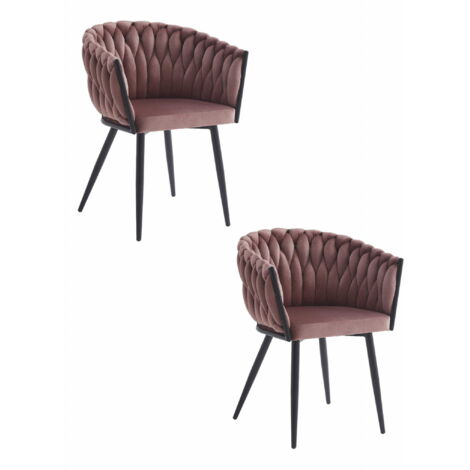 2 sedie Valora MAYAN in velluto rosa scuro con gambe nere