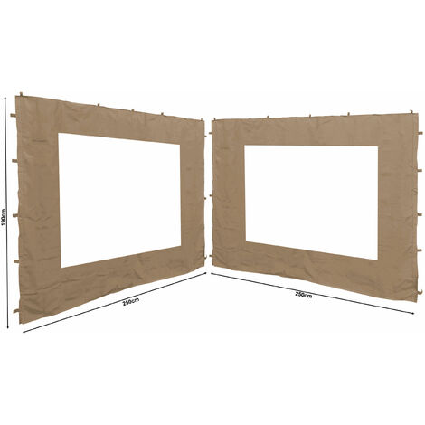 2 Seitenteile 250x190cm für Gartenpavillon Antik Pavillon Partyzelt 3x3m Seitenwand Sand