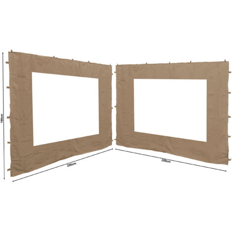 2 Seitenteile 250x190cm für Gartenpavillon Antik Pavillon Partyzelt 3x3m Seitenwand Sand