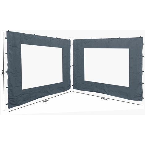 2 Seitenteile 250x190cm zu Gartenpavillon Antik Pavillon Partyzelt 3x3m Seitenwand Grau