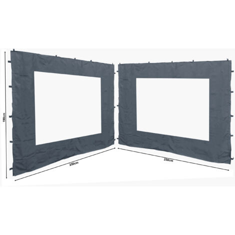 2 Seitenteile 250x190cm zu Gartenpavillon Antik Pavillon Partyzelt 3x3m Seitenwand Grau