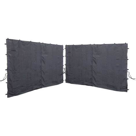 2 Seitenteile mit RV 300x195cm Anthrazit für Rank Pavillon 3x3m Seitenwand RAL 7012
