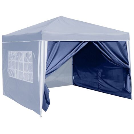 2 Seitenwände für Ruck-Zuck Alu-Pavillon 3x3m Blau Gartenzelt Schutz Wind Wetter